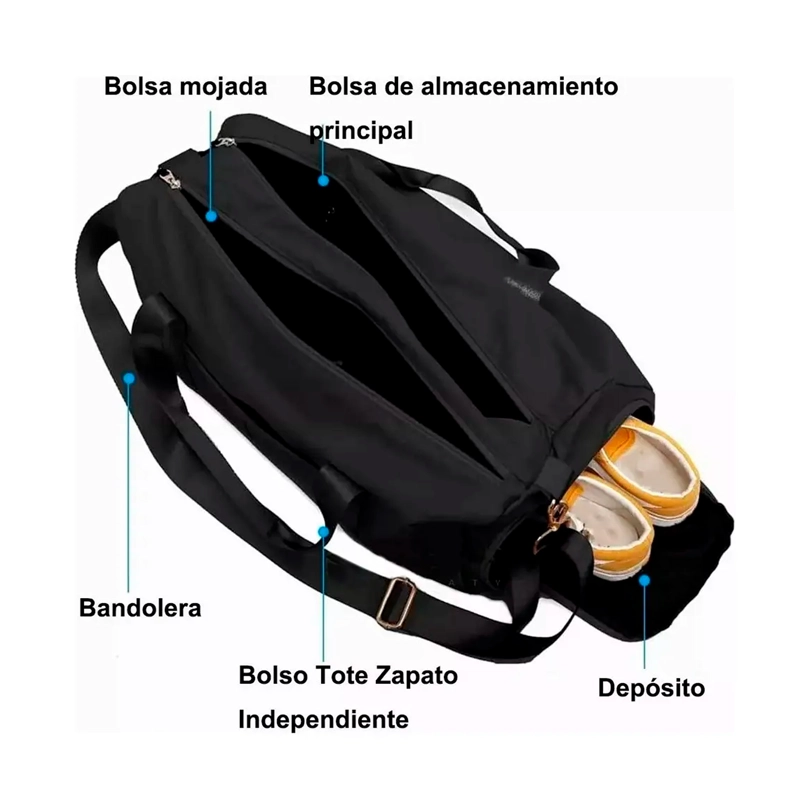 BOLSA DEPORTIVA GRAN CAPACIDAD PARA GYM, VIAJES IMPERMEABLE - 4