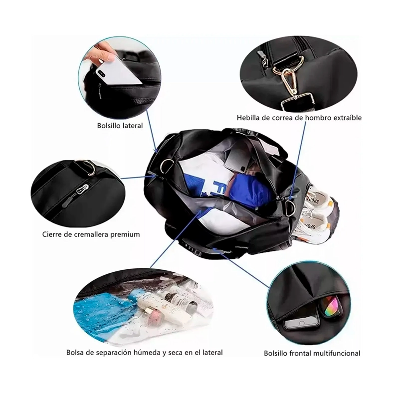 BOLSA DEPORTIVA GRAN CAPACIDAD PARA GYM, VIAJES IMPERMEABLE - 6