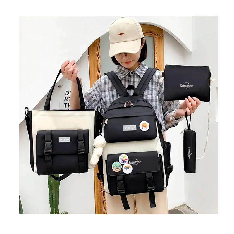 MOCHILA URBANA ESCOLAR VIAJE ESTILO COREANO 4 PIEZAS - 5