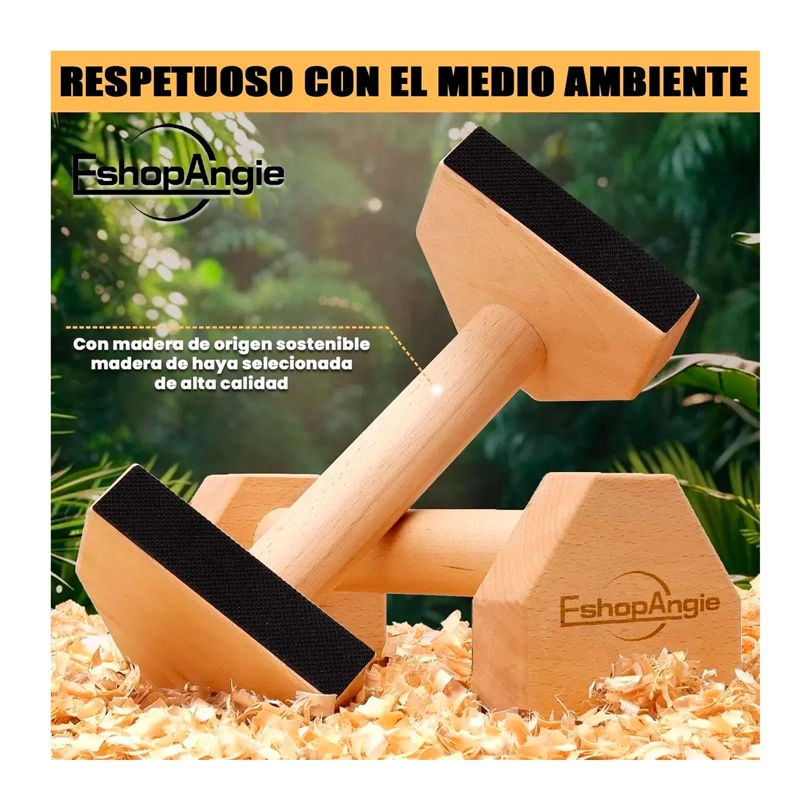MINI PARALELAS DE MADERA CALISTENIA FITNESS BARRA - 3
