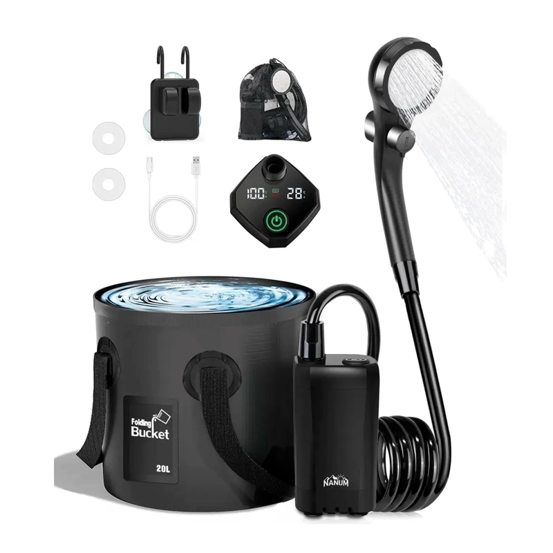 DUCHA PORTATIL CAMPING 20L RECARGABLE CON PANTALLA LED - 1