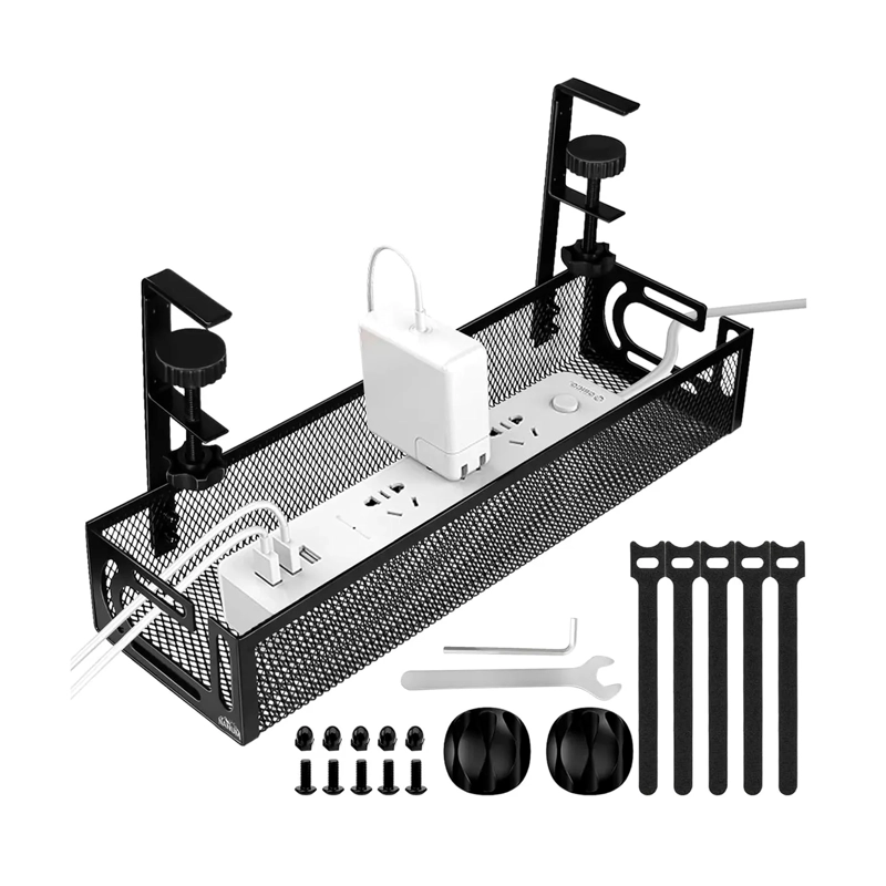 ORGANIZADOR DE CABLES ESCRITORIO BANDEJA REJILLA SIN TALADRO - 1