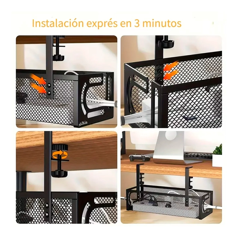 ORGANIZADOR DE CABLES ESCRITORIO BANDEJA REJILLA SIN TALADRO - 3