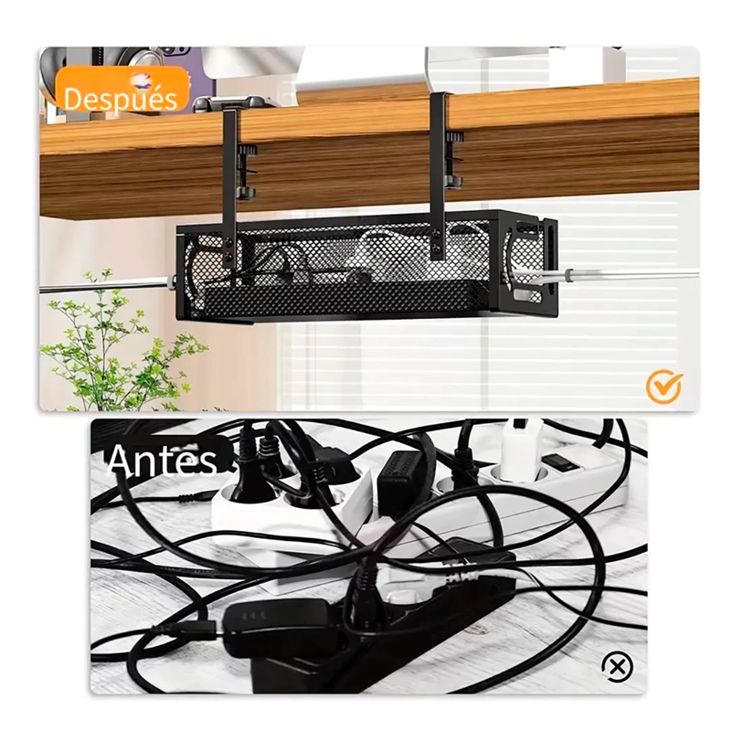 ORGANIZADOR DE CABLES ESCRITORIO BANDEJA REJILLA SIN TALADRO - 6