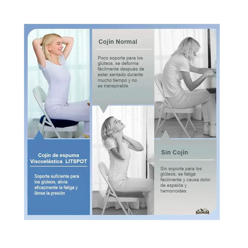 COJIN ORTOPEDICO ANTIESCARAS ESPUMA VISCOELASTICA ASIENTO - 4
