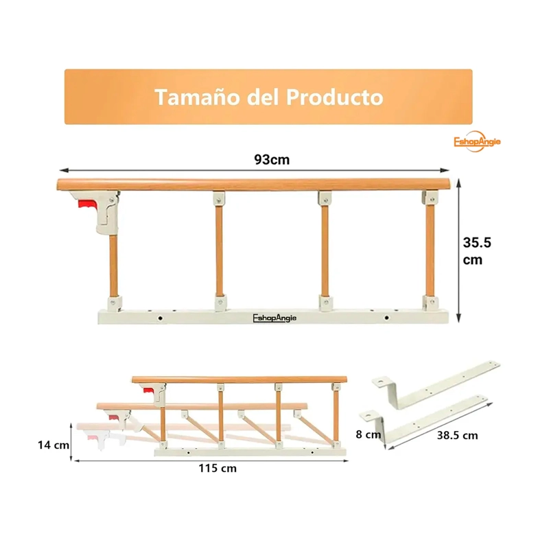 BARANDA DE CAMA LATERAL ANTICAIDA PARA CUIDADO ADULTO MAYOR - 6