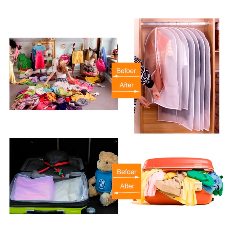 X6 BOLSA COLGANTE TRANSPARENTE CUBRE TRAJE PROTECTOR DE ROPA - 5