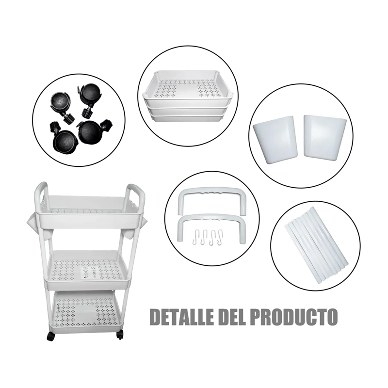 CARRITO ORGANIZADOR CON RUEDAS ASAS MULTIUSO 3 NIVELES - 2