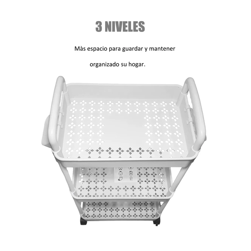 CARRITO ORGANIZADOR CON RUEDAS ASAS MULTIUSO 3 NIVELES - 3