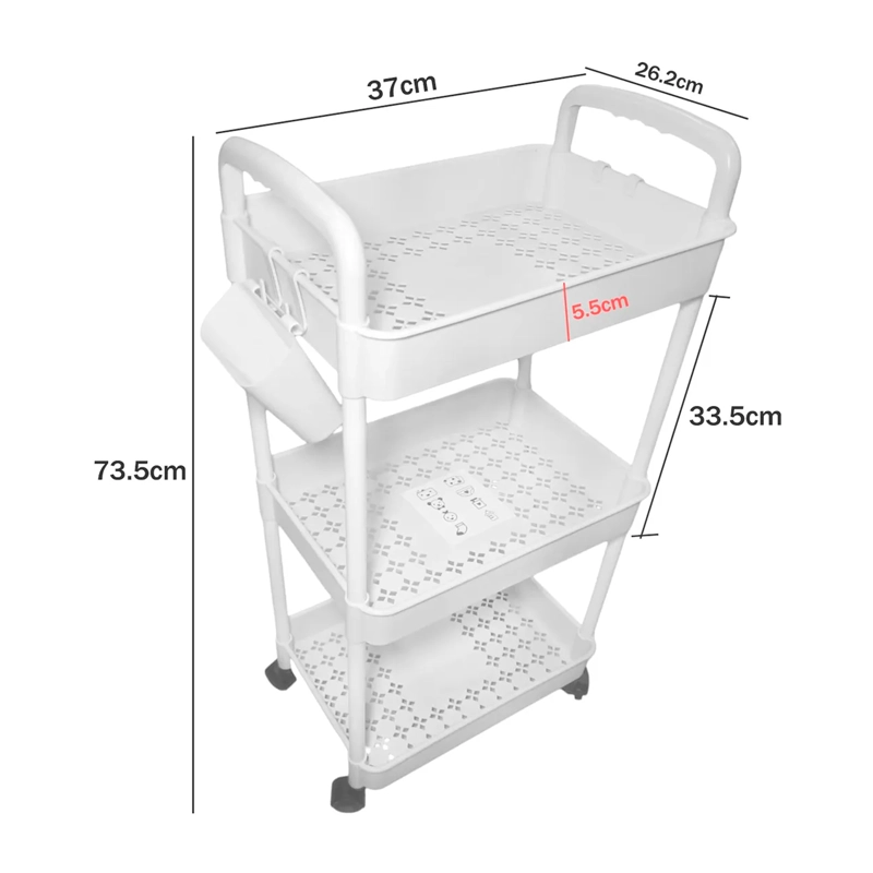 CARRITO ORGANIZADOR CON RUEDAS ASAS MULTIUSO 3 NIVELES - 5
