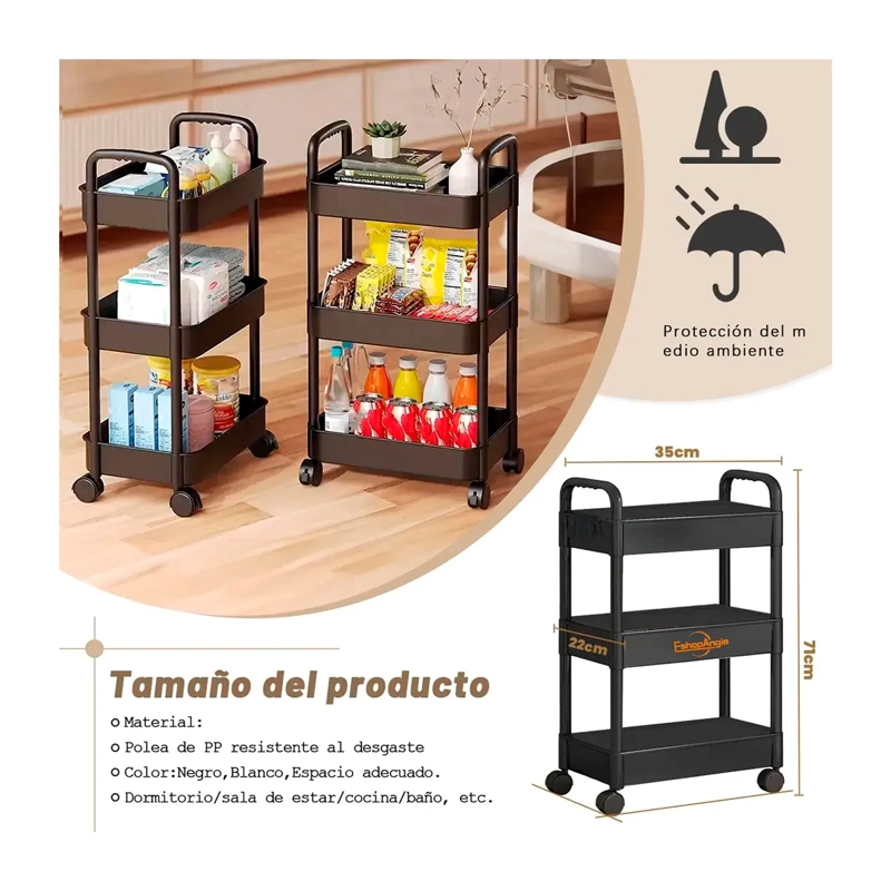 CARRITO ORGANIZADOR CON RUEDAS ASAS MULTIUSO 3 NIVELES - 3
