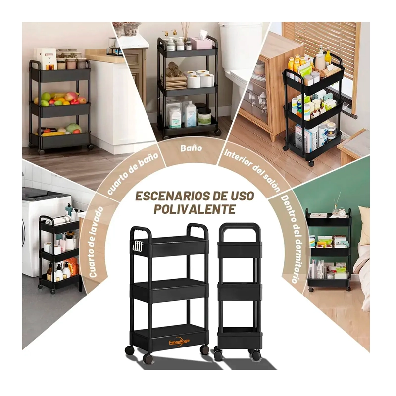 CARRITO ORGANIZADOR CON RUEDAS ASAS MULTIUSO 3 NIVELES - 4