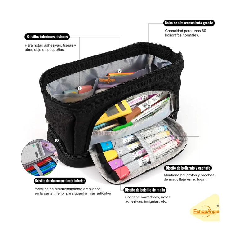 ESTUCHE PARA LAPICES GRAN CAPACIDAD DOBLE CAPA ORGANIZADOR - 2