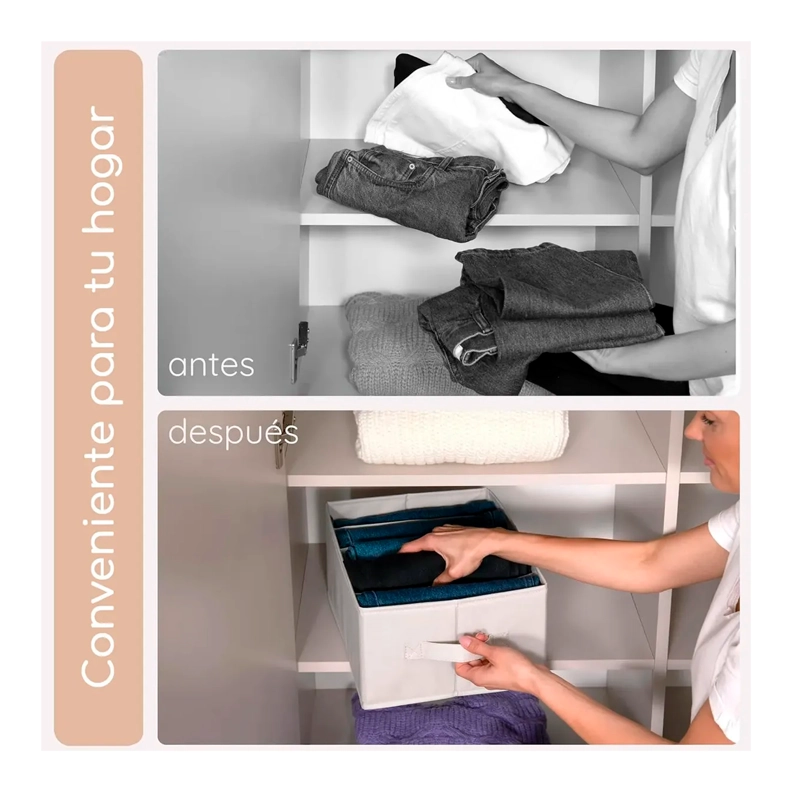 PACK 4 BOLSAS ORGANIZADOR ROPA CAJA PLEGABLE CON ASA - 2