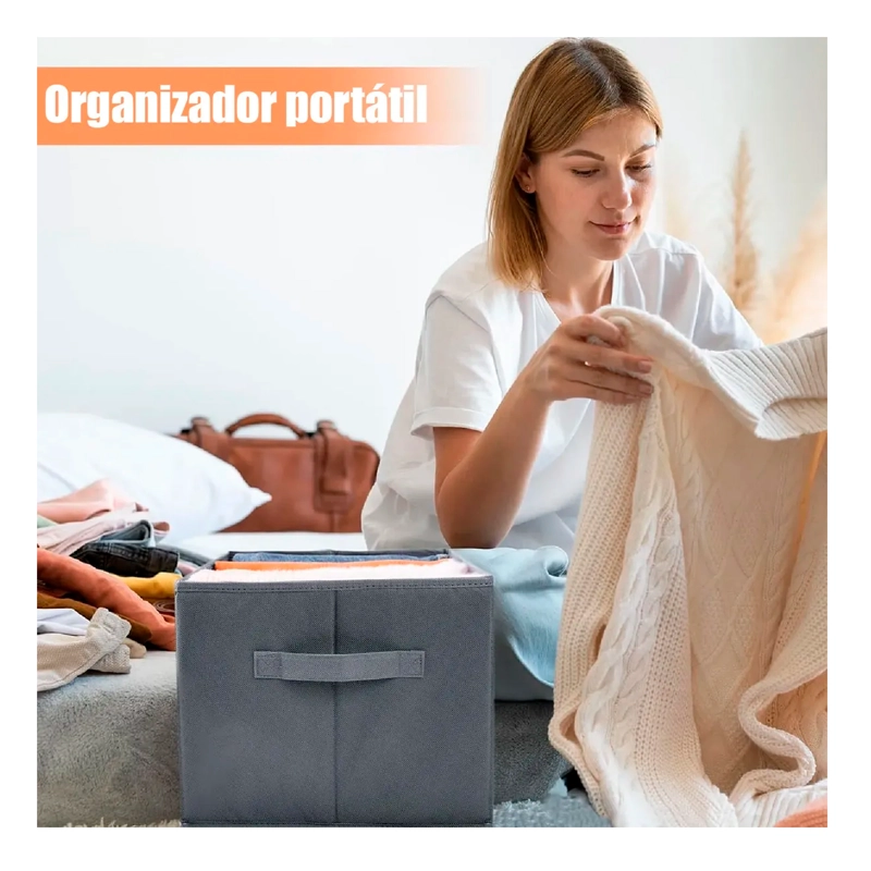 PACK 4 BOLSAS ORGANIZADOR ROPA CAJA PLEGABLE CON ASA - 4