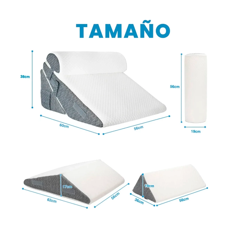 ALMOHADA COJIN ANTIREFLUJO TIPO CUÑA RESPALDO GRANDE ADULTO - 6