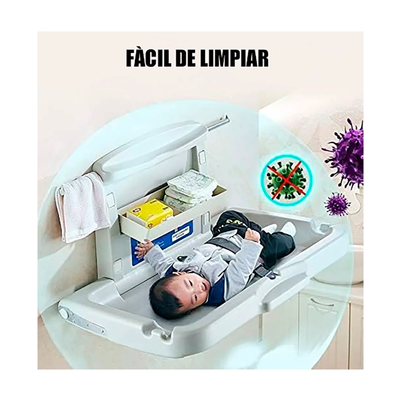 MUDADOR CAMBIADOR PLEGABLE PARA BEBE HORIZONTAL BAÑO PUBLICO - 4