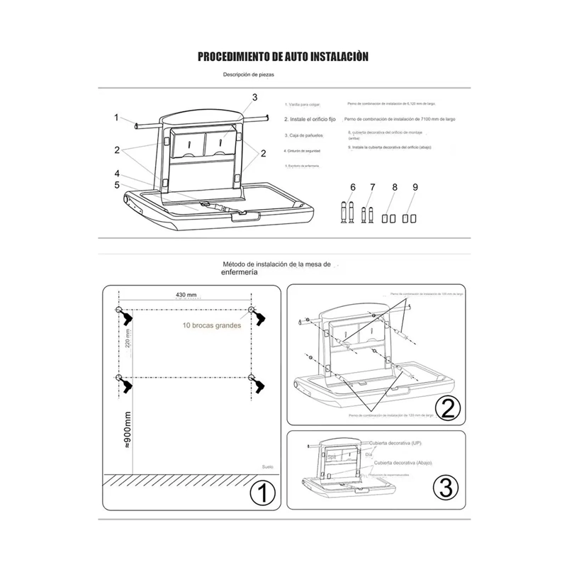 MUDADOR CAMBIADOR PLEGABLE PARA BEBE HORIZONTAL BAÑO PUBLICO - 7