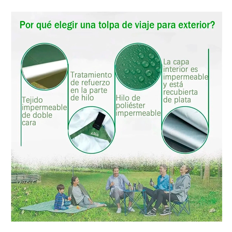LONA CARPA TOLDO IMPERMEABLE UV CAMPING 3X3 TARP OUTDOOR - 3