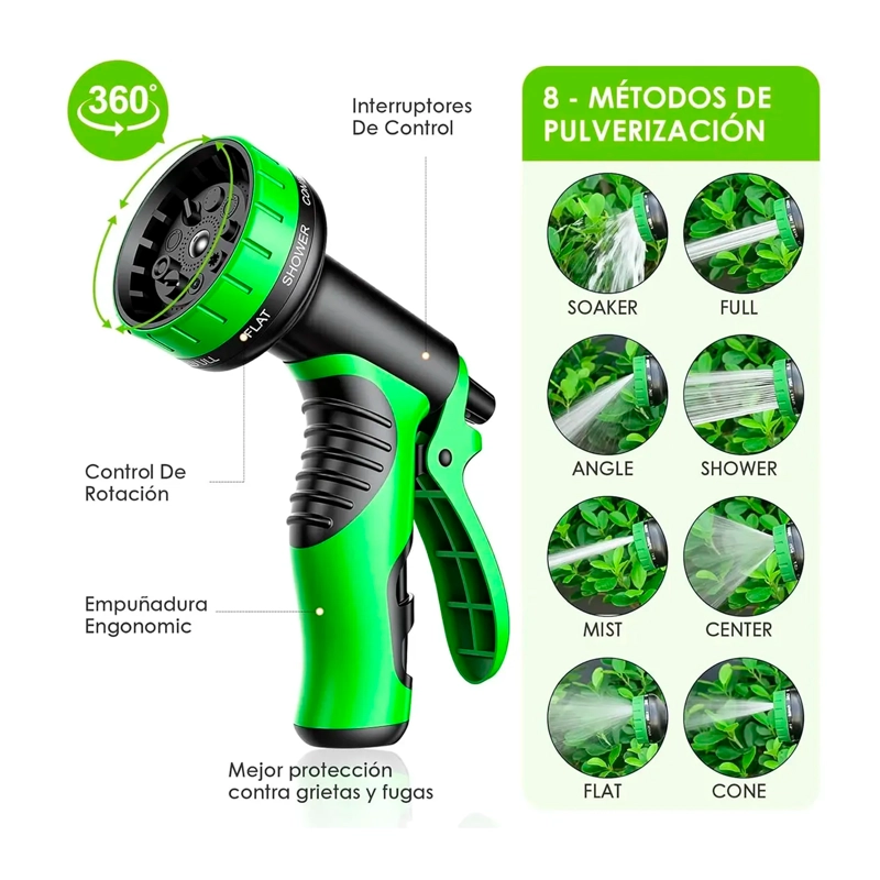 MANGUERA RETRACTIL EXPANDIBLE JARDIN 30 METROS CON PISTOLA - 4