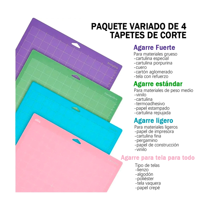 KIT DE 4 TAPETES DE CORTE 30X30 COMPATIBLES CON CRICUT/CAMEO - 3