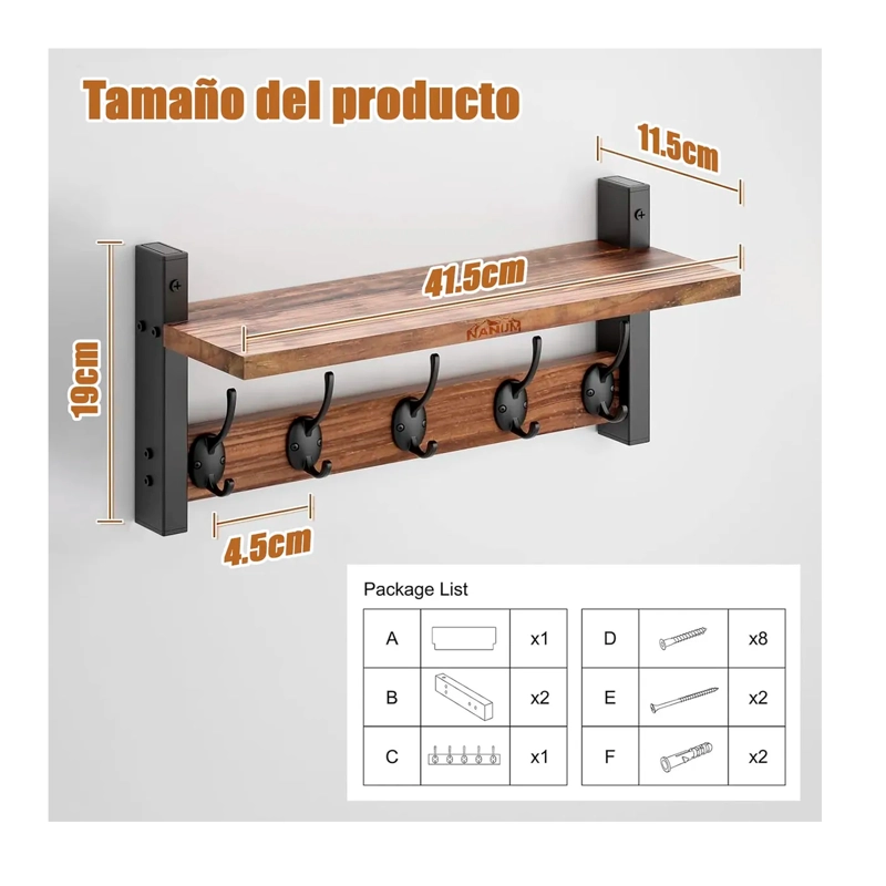 REPISA PERCHERO ESTANTE DE PARED ESTANTERIAS - 5