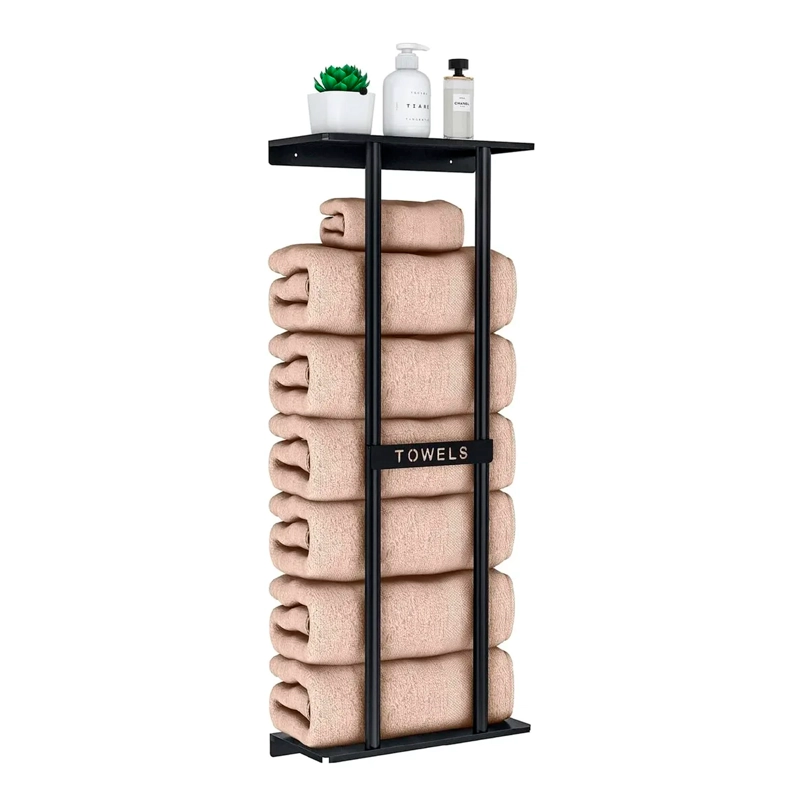 REPISA CON PORTA TOALLAS ESTANTE TOALLERO BAÑO ESTANTERIA - 1