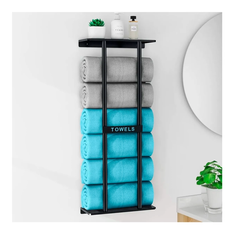 REPISA CON PORTA TOALLAS ESTANTE TOALLERO BAÑO ESTANTERIA - 3