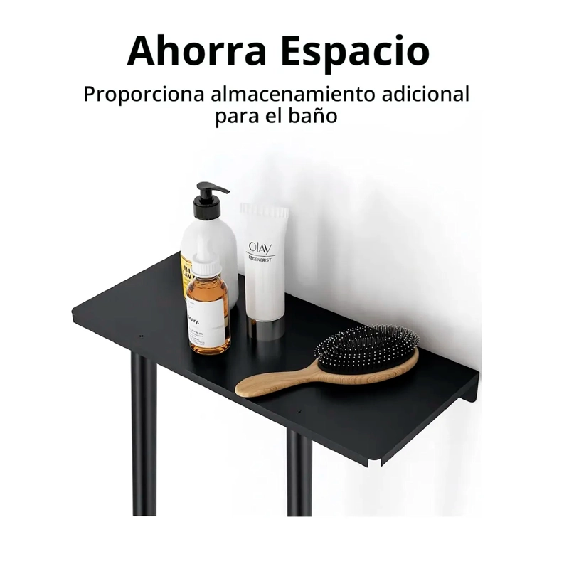 REPISA CON PORTA TOALLAS ESTANTE TOALLERO BAÑO ESTANTERIA - 5