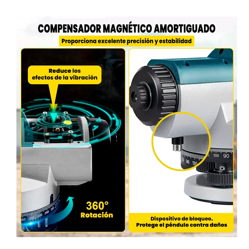 NIVEL TOPOGRAFICA 32X HERRAMIENTA PROFESIONAL TRIPODE MIRA - 4