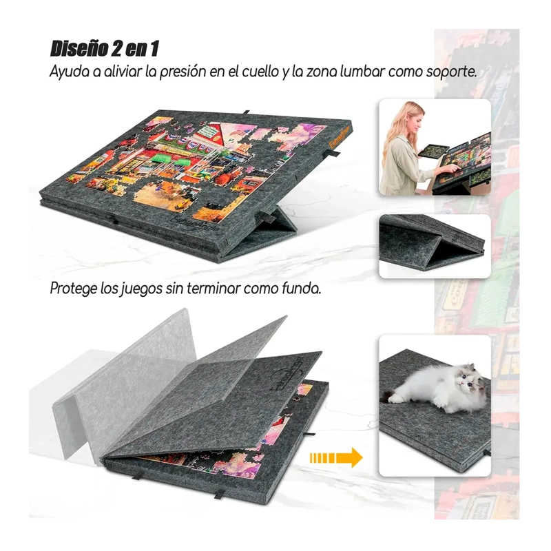 TABLA DE ROMPECABEZAS INCLINABLE CON SOPORTE Y 6 CAJONE - 2