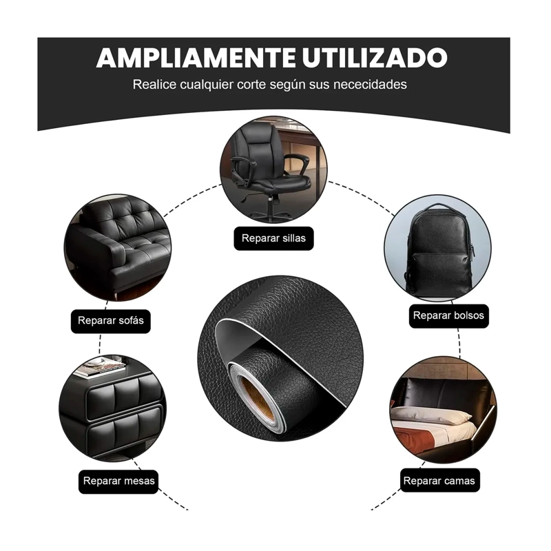 ROLLO PARCHE CUERO REPARACION ADHESIVO SOFA 1.37M X 50CM - 3