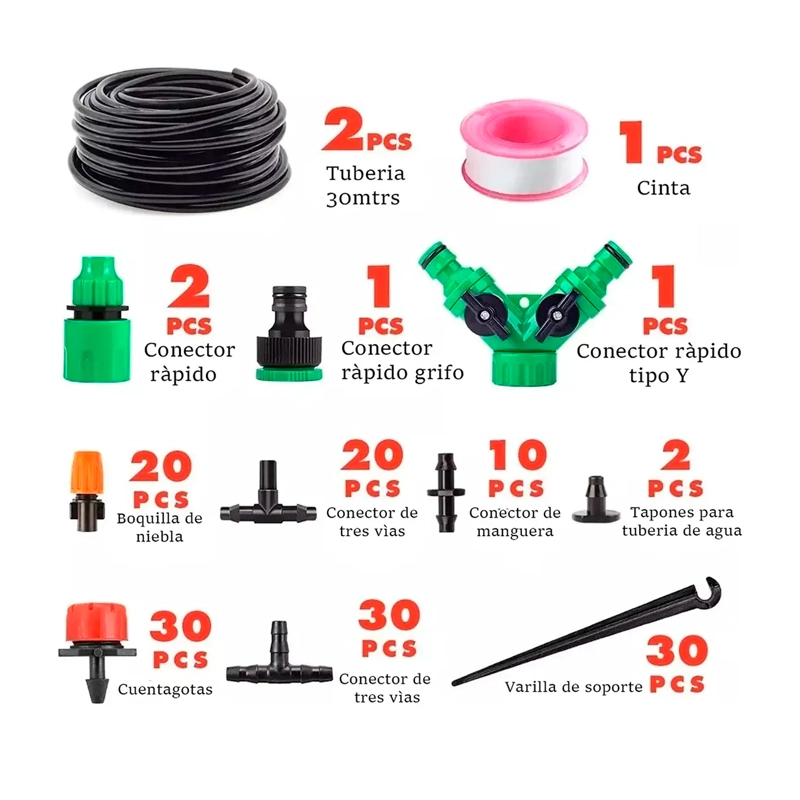 KIT DE RIEGO SISTEMA AUTOMATICO POR GOTEO 30MTRS 149PCS - 4
