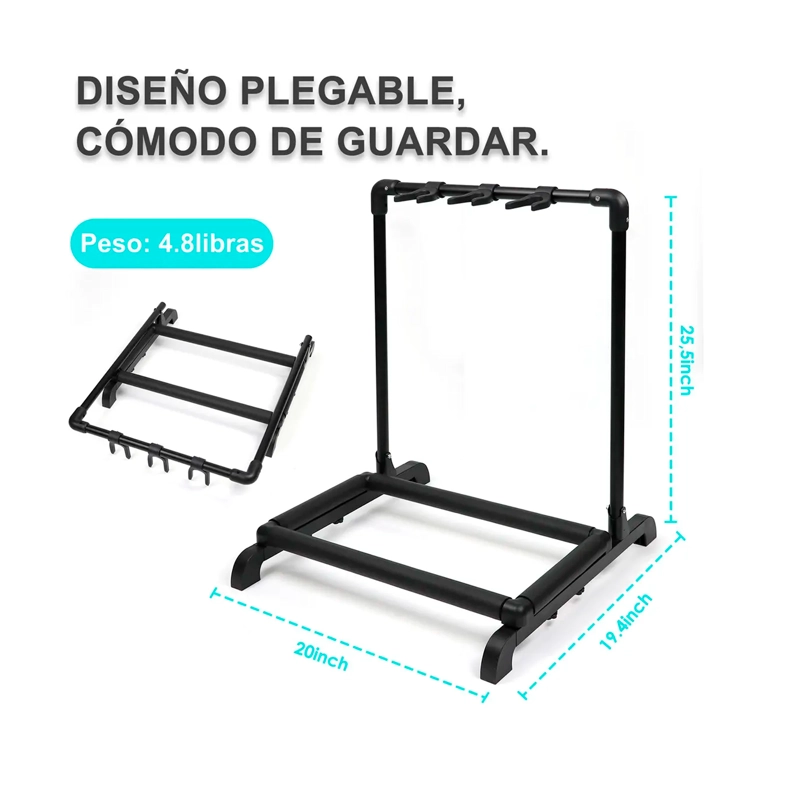 ATRIL SOPORTE TRIPLE PARA GUITARRA Y BAJO PORTATIL - 2