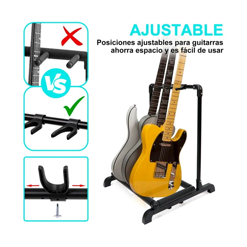 ATRIL SOPORTE TRIPLE PARA GUITARRA Y BAJO PORTATIL - 3