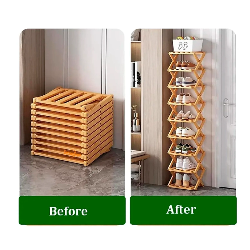 ZAPATERO ORGANIZADOR DE BAMBU MULTIUSO 8 NIVELES - 4