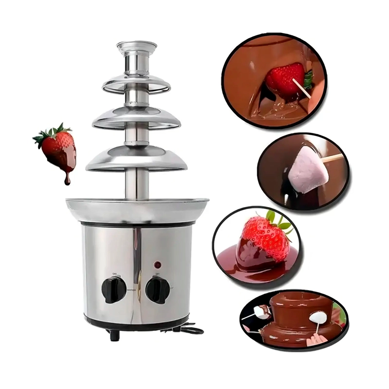 CASCADA FUENTE CHOCOLATE FONDUE 4 NIVELES ACERO INOXIDABLE - 1