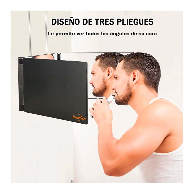 ESPEJO DE 3 VIAS DE CORTE DE PELO TRIPLE DE 360° CON GANCHOS - 2