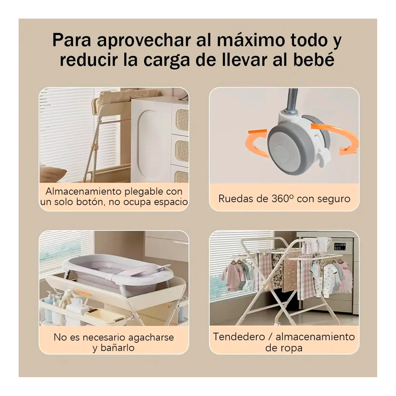 CAMBIADOR PORTATIL BEBE  PLEGABLE MULTIFUNCIONAL MUDADOR - 3