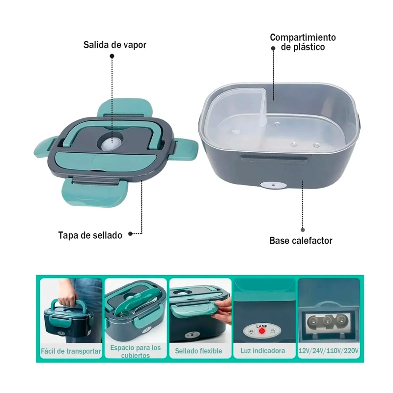 LONCHERA ELE CTRICA CIGARRERA TERMO COMIDA TAPER LUNCH BOX - 4