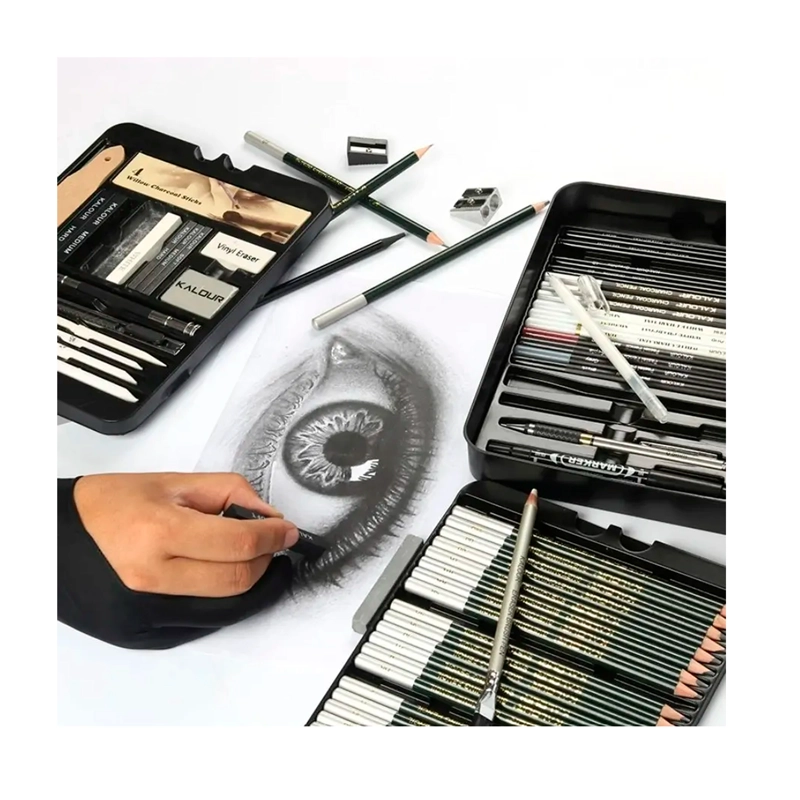 SET DE DIBUJO PROFESIONAL CON 70 ACCESORIOS CAJA DE METAL - 3