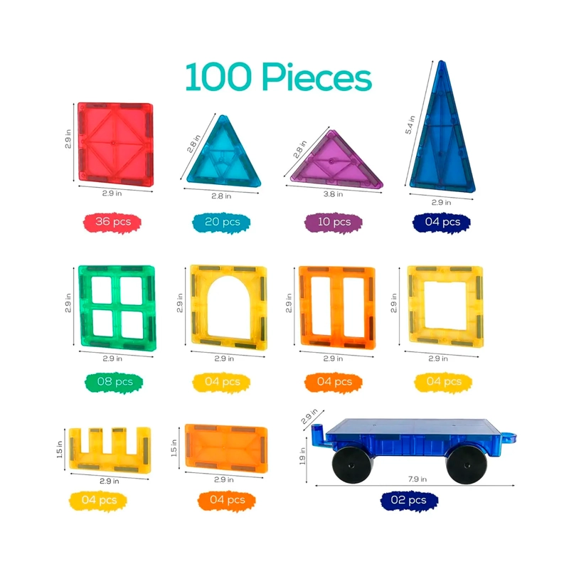 JUEGO DE BLOQUES DE CONSTRUCCION MAGNE TICOS 3D 100 PIEZAS - 2