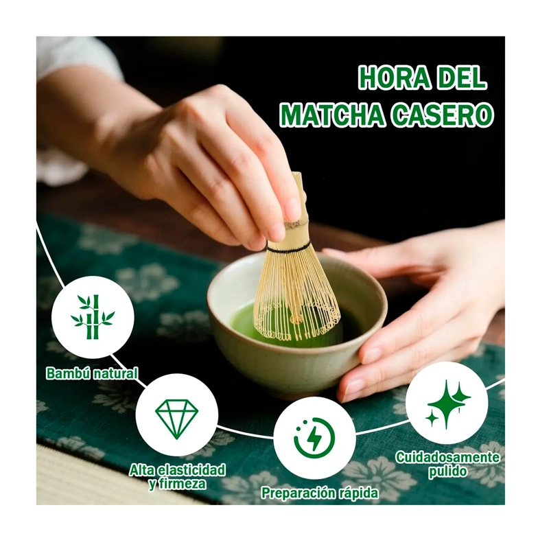 JUEGO DE TE  MATCHA JAPONES SET BATIDOR CHASEN CUCHARAS BAMBU - 3