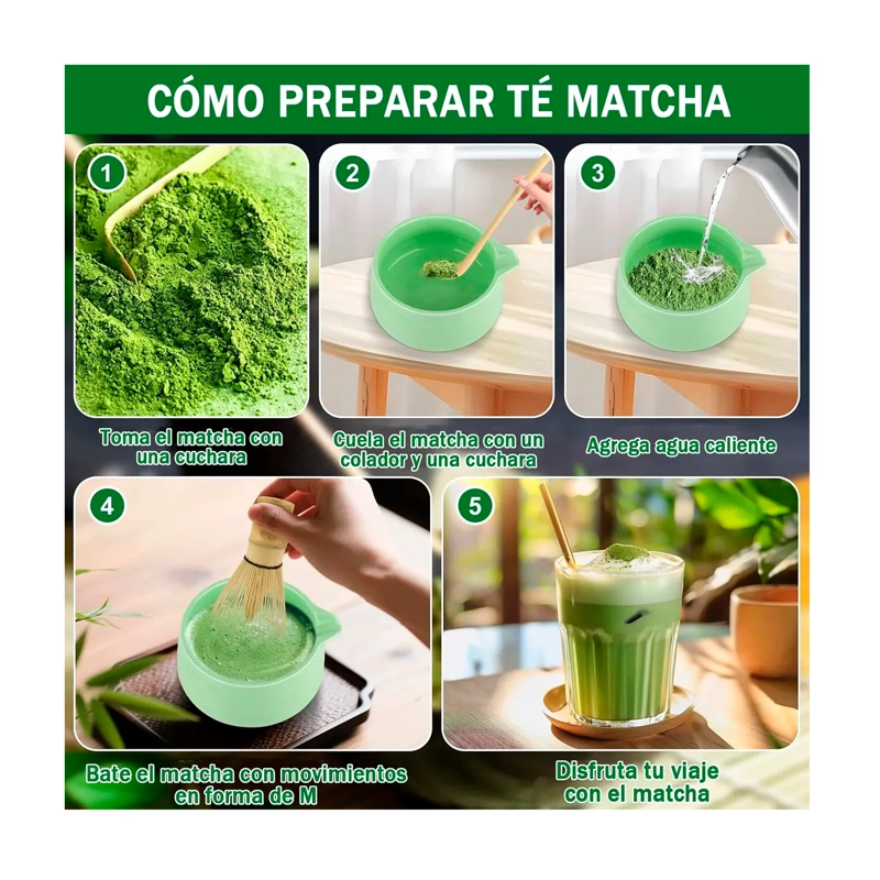 JUEGO DE TE  MATCHA JAPONES SET BATIDOR CHASEN CUCHARAS BAMBU - 5