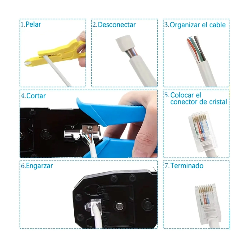 KIT CRIMPEADORA RED RJ45 RJ11 RJ12 PELACABLES +50 CONECTORES - 2
