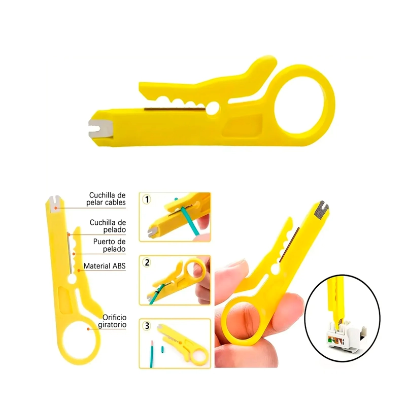 KIT CRIMPEADORA RED RJ45 RJ11 RJ12 PELACABLES +50 CONECTORES - 3