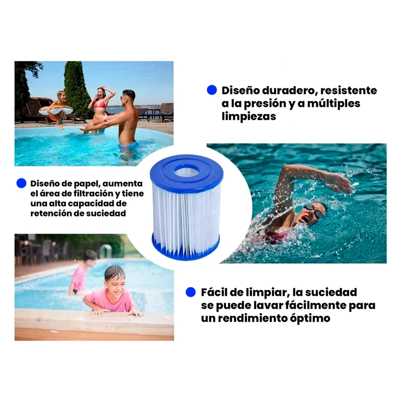 PACK 4 REPUESTO CARTUCHO DE FILTRO TIPO I BESTWAY PISCINA - 4