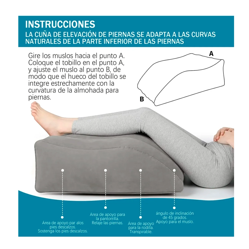 ALMOHADA CUÑA ELEVACION DE PIERNAS COJIN INFLABLE RELAJANTE - 5