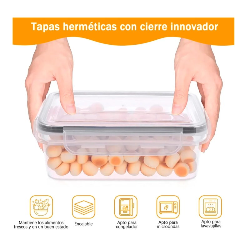 SET 24 RECIPIENTES CONTENEDORES HERME TICOS TAPER DE ALIMENTO - 3