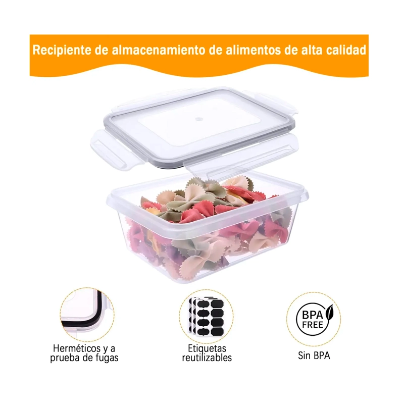 SET 24 RECIPIENTES CONTENEDORES HERME TICOS TAPER DE ALIMENTO - 5